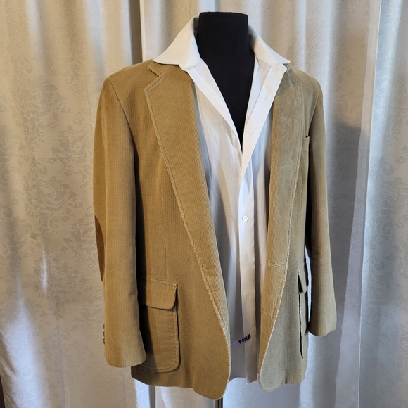 HAGGAR Corduroy Men's Blazer, Sport Coat, Size 44, Tan, Vintage Style